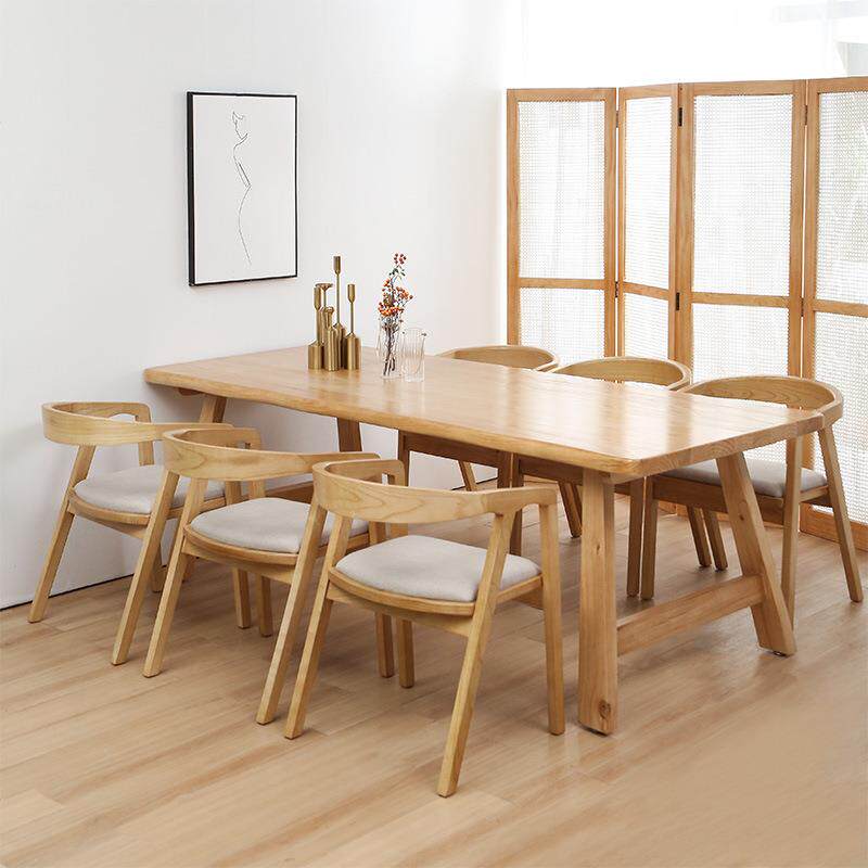 原木实木餐椅休闲客长桌子韩式餐厅家用吃饭餐桌田园风民宿餐桌椅