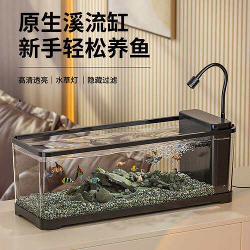 侧滤鱼缸造景新款桌面塑料溪流南美缸小型生态懒人养鱼缸造浪