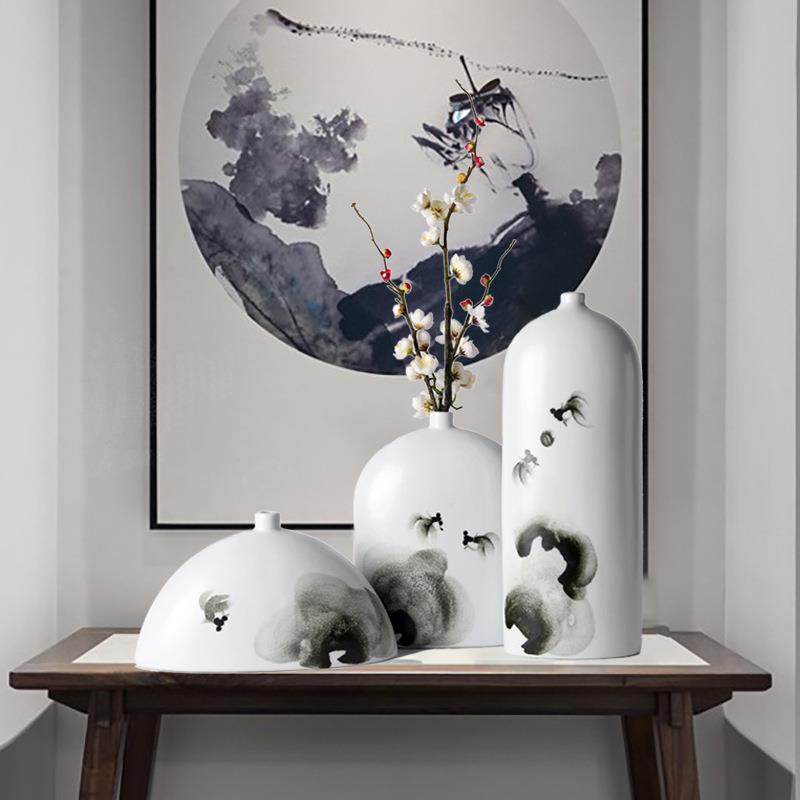 新中式水墨陶瓷家居装饰品摆件样板房插花器样板间书玄关配饰,电子元器件市场,其它元器件,淘宝优惠券,粉丝福利购,淘宝优惠卷