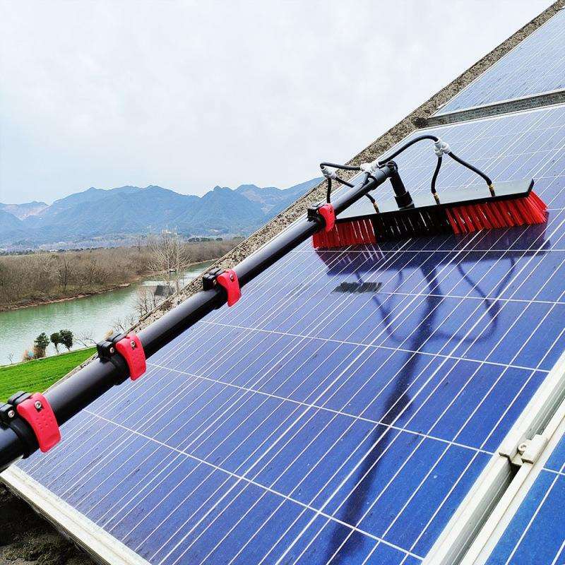 太阳能发电板清洗刷伸缩杆光伏板清洁刷可喷水6米9米通水刷跨境