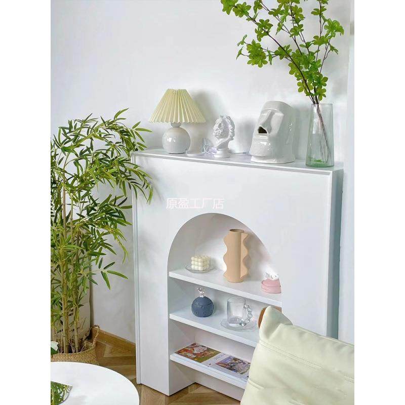 半叶草法式壁炉装饰柜直播间拍照柜子客厅奶油风白色墙边假玄锦标