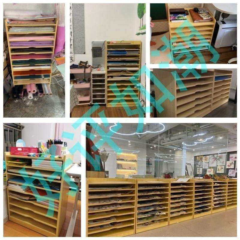 美术生收纳架画室置物架用品柜子美术室纸架颜料4K开卡纸画纸柜