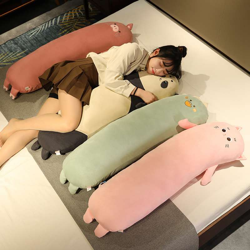 麂皮绒睡觉抱枕卡通动物长条抱枕可爱抱枕睡枕双人单人靠背女生夹