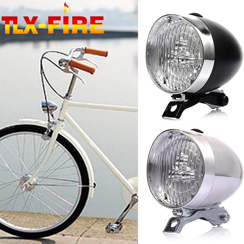 复古前灯山地车 铝合金骑行夜骑装备LED户外自行车怀旧前大照明灯