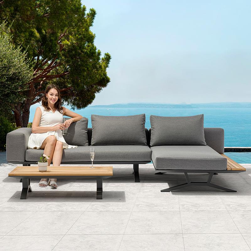 澜户简约铝合金沙发外 沙庭院别墅露台柚户外铝合木双优人贵妃休