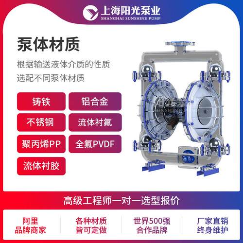 QBK氟塑料卫生动隔膜定泵隔膜泵PP膜气动气隔319泵金