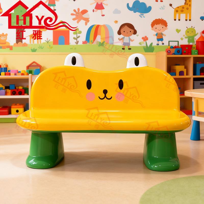 幼儿园卡青蛙座椅儿童玻璃钢多可长凳早HY-25100教中心游乐场人通