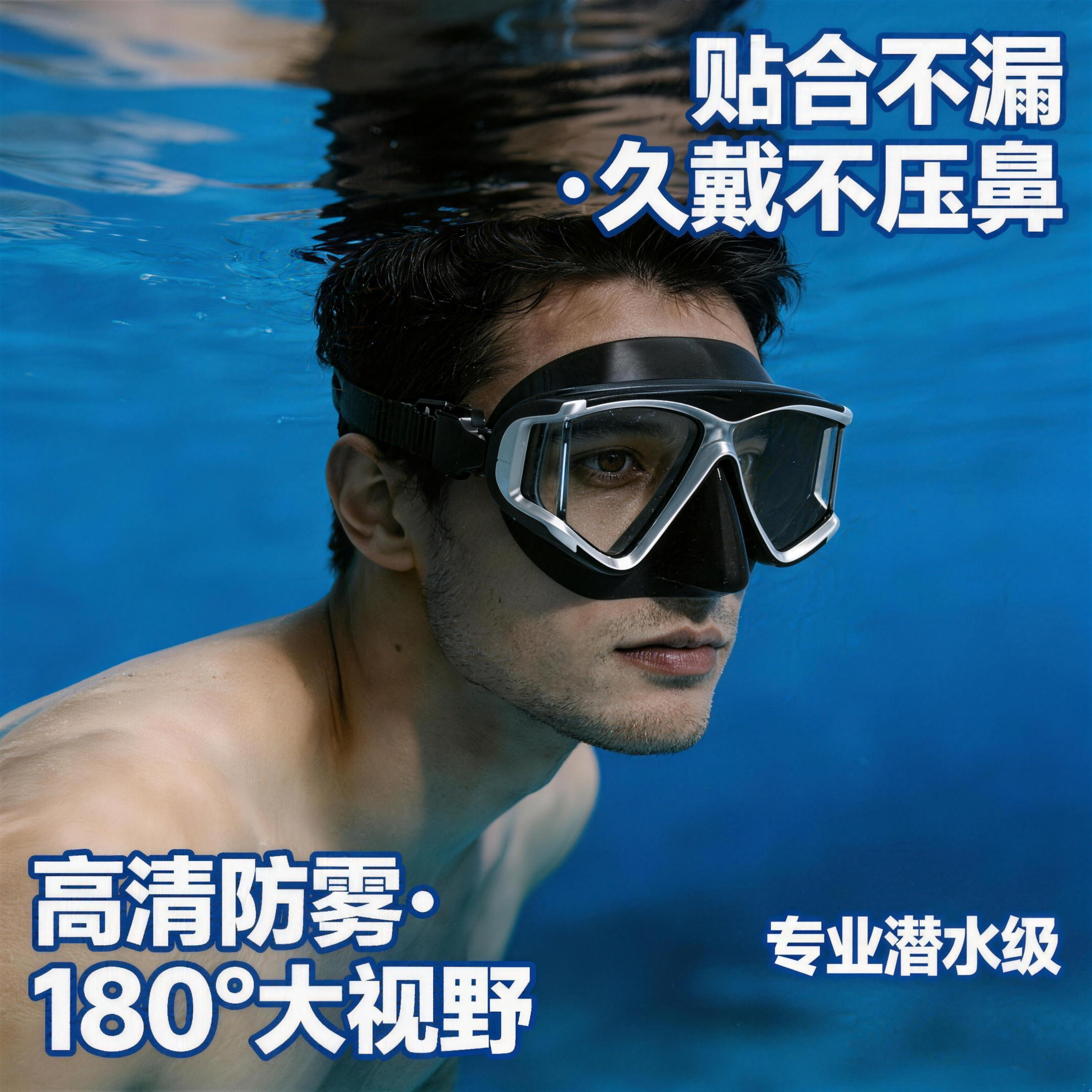 近视潜水镜防雾高清男女泳镜装备