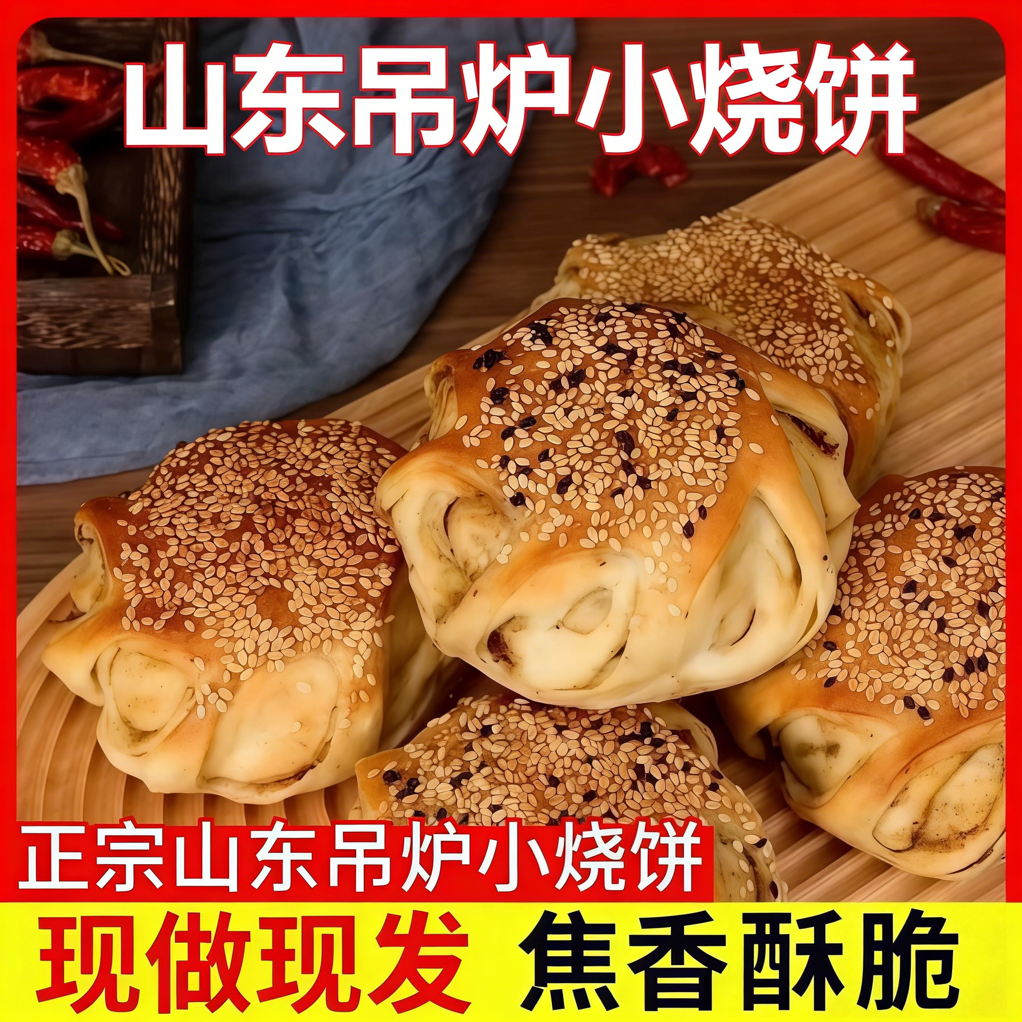 山东菏泽吊炉烧饼河南土特产淄博芝麻美食火烧早餐半成品锅盔年货