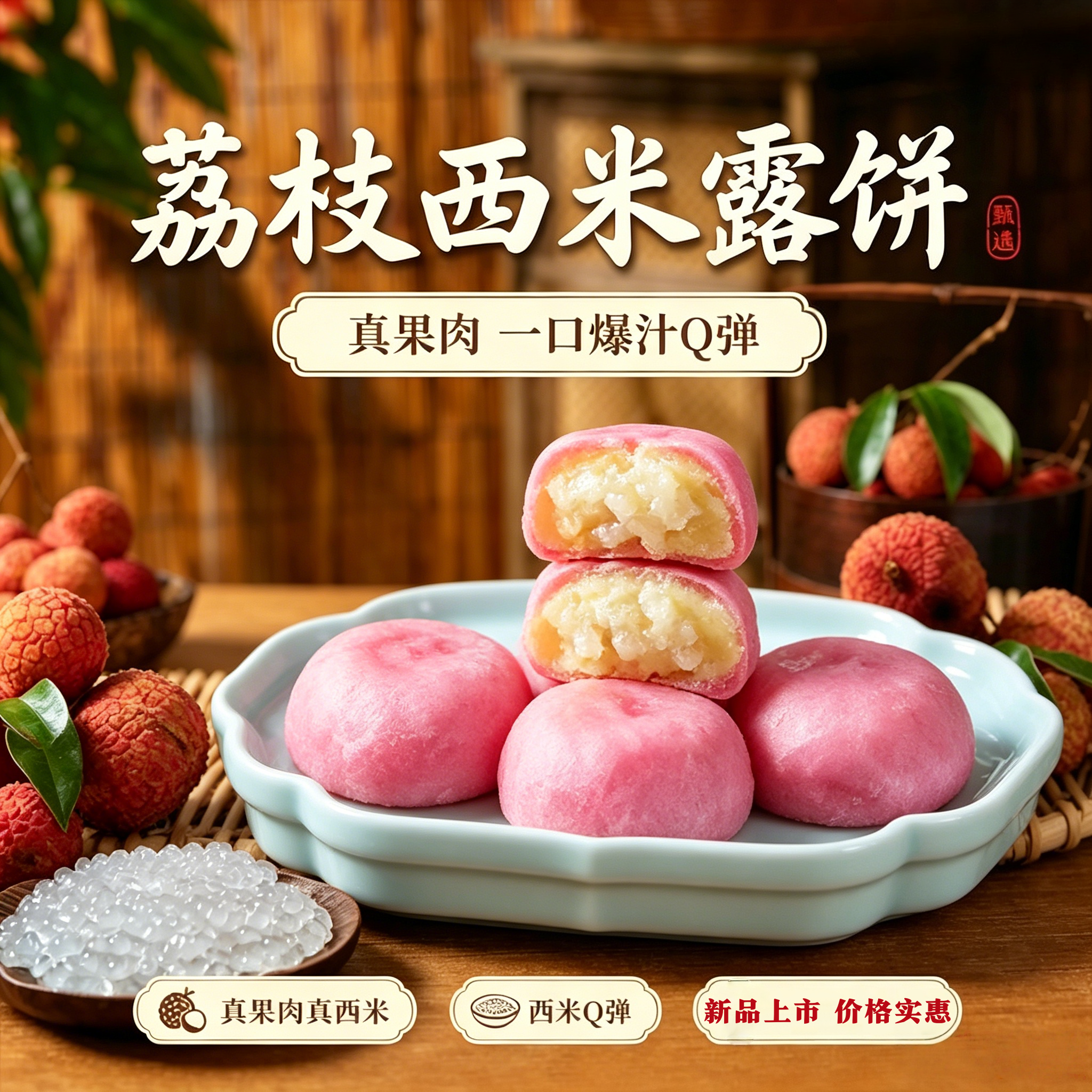 【新口味】荔枝西米露饼绿豆榴莲饼糕点早餐办公零食代餐面包休闲