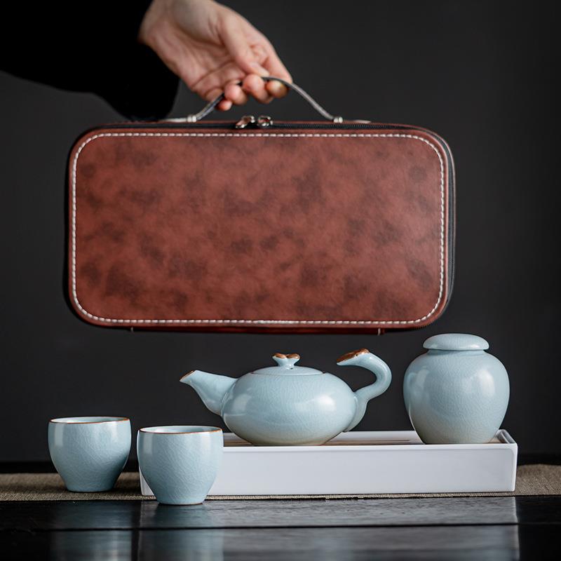 陶瓷茶具茶盘套装家用高档轻奢陶瓷汝窑茶杯套餐客厅办公室会客
