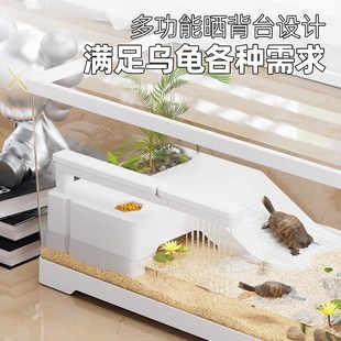 小型养龟饲养箱 桌面乌龟缸生态造景带晒台爬台亚克力家用新款