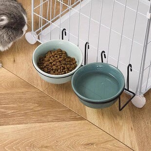 喝水碗陶瓷固定狗盆挂笼宠物护颈碗 猫碗防打翻猫食盆悬挂式