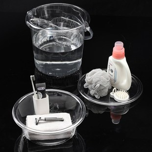洗头洗澡桶高颜值大号洗衣桶 水桶家用透明纯净水桶储水带盖手提式