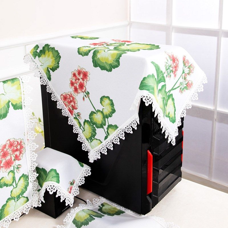 电脑防尘罩音响罩k盖巾台式机盖布主机防尘布田园风格防水防油盖