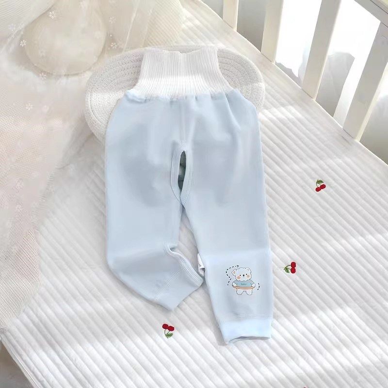 婴儿秋裤开档春秋高腰护肚纯棉a类无骨J宽松贴身宝宝裤子睡裤长裤