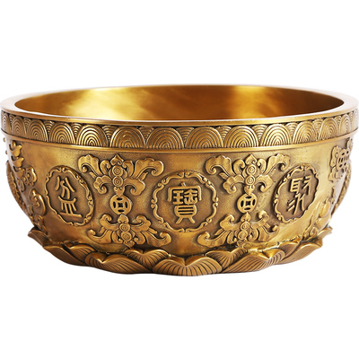铜欣祥纯铜聚宝盆摆件中式家居装A饰品客厅玄关摆设办公室开业礼