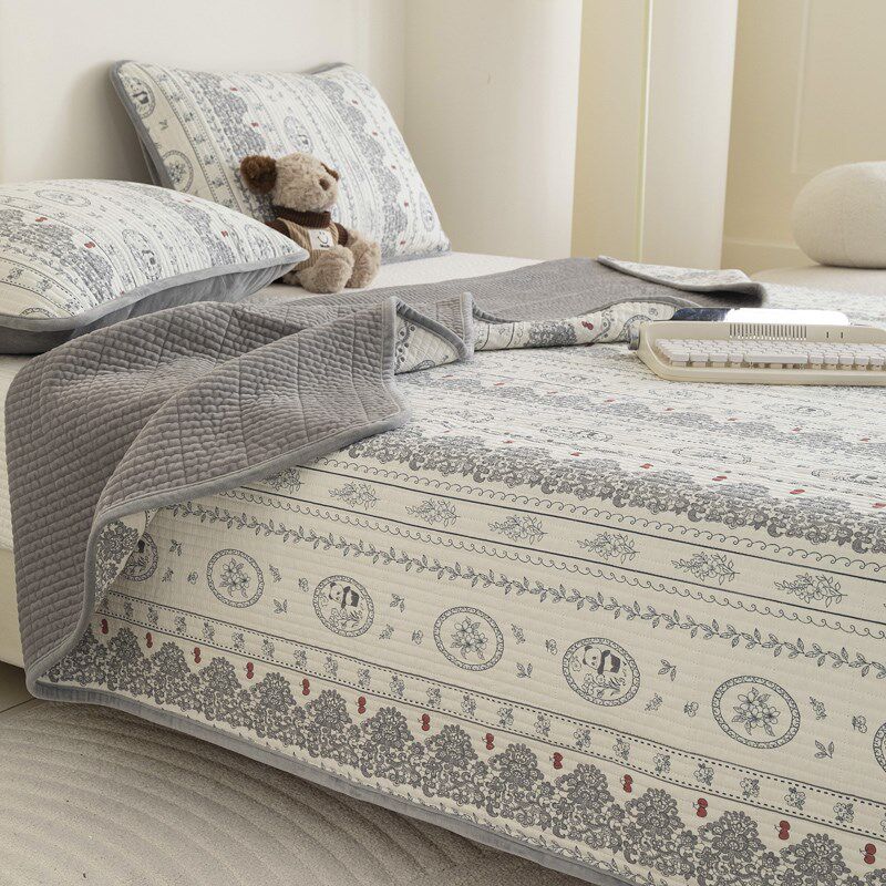 一面宝宝绒一面纯棉n床盖加厚榻榻米防滑炕盖夹棉全棉床单三件套