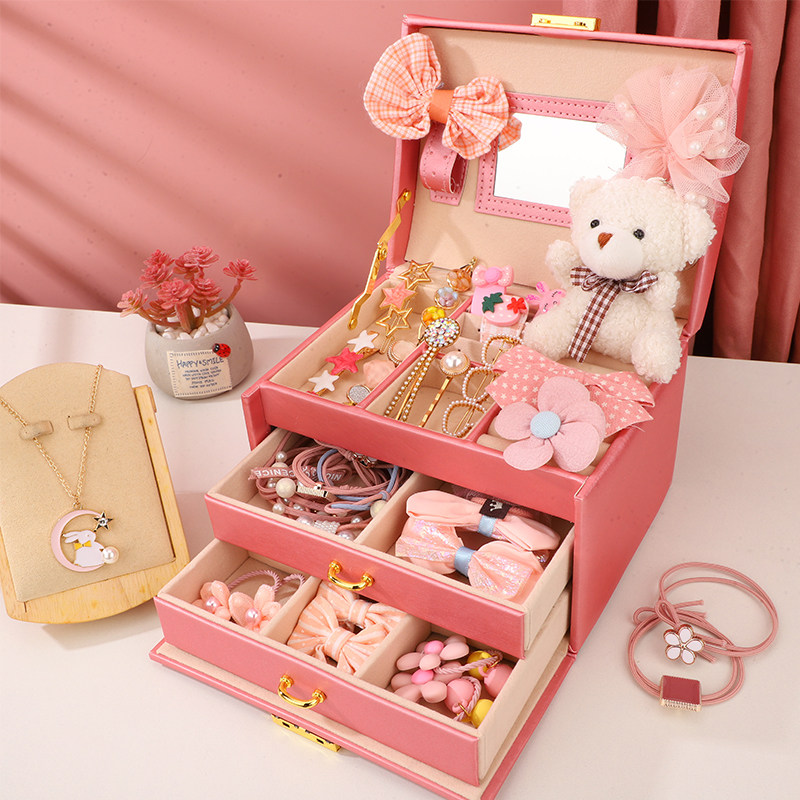 儿童发卡发饰套装礼盒女童发夹公主收纳头绳小P女孩生日首饰盒礼