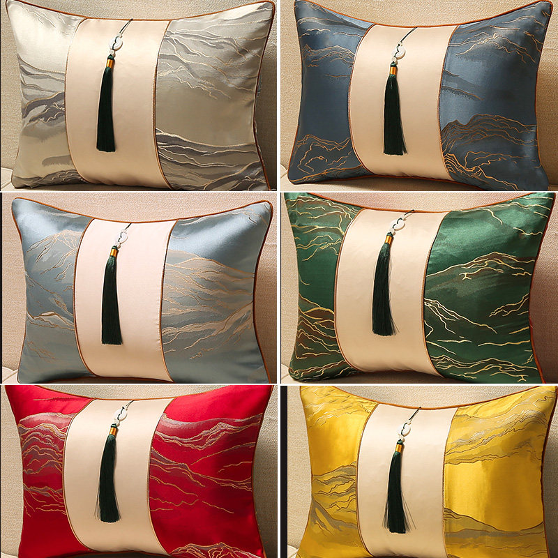 新中式沙发轻奢腰枕靠垫套长方形靠背护靠背垫腰抱枕靠.枕含芯定