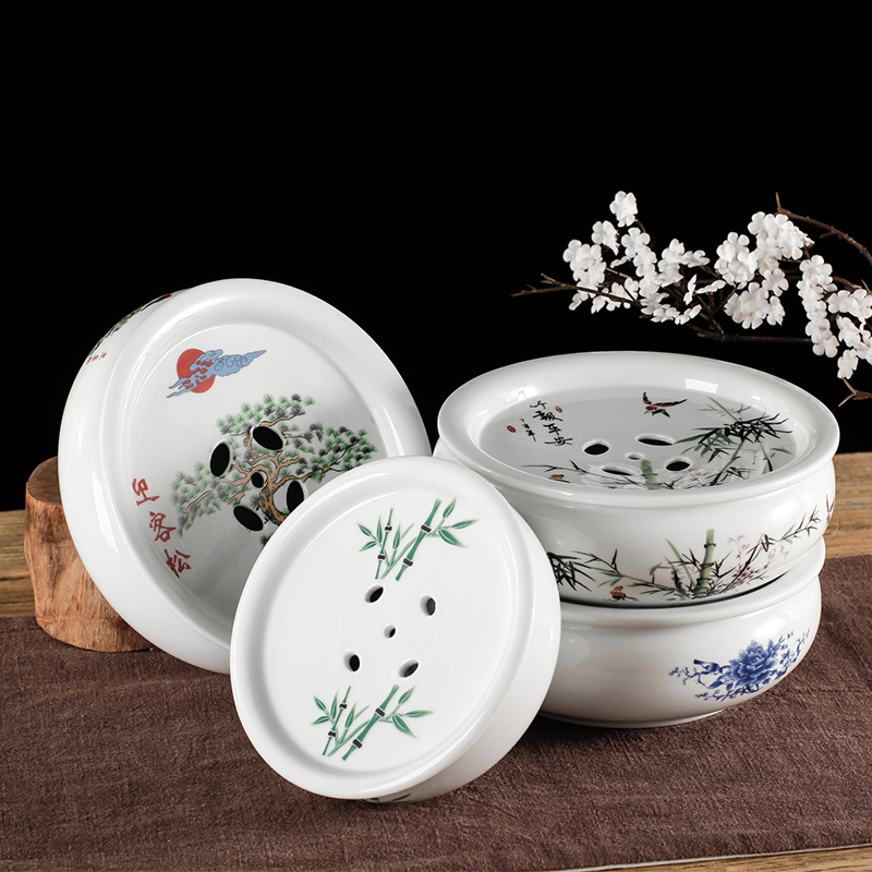 功夫茶盘茶具家用陶瓷o茶台干泡台圆形茶托储水式简约大号茶海荼