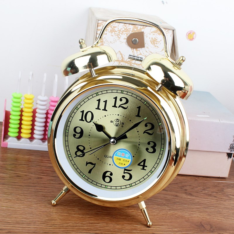 大号超大铃声懒i人起床神器大闹钟强力叫醒学生用六寸夜灯金属静