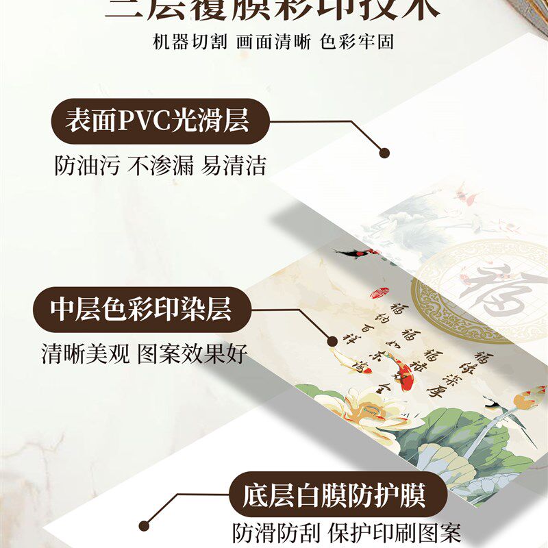 中式美学印花pvc防油餐桌垫软玻璃防水隔热茶R几八仙桌桌面保护垫