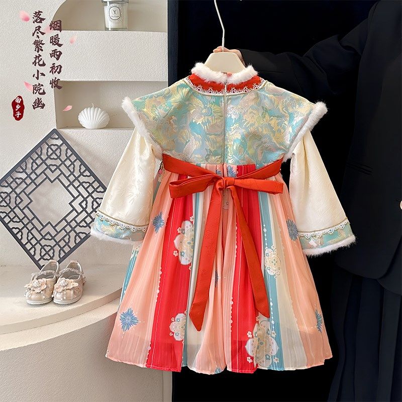 女童汉服秋冬款20m24新款儿童洋气冬季襦裙小女孩中国风加绒拜年
