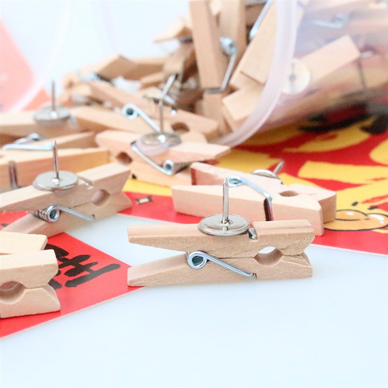 木质图钉b高颜值木头钉夹子钉软木板毛毡板钉子照片夹文化墙装饰