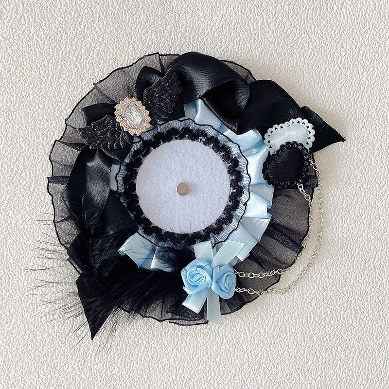 黑羽蓝羽粉色紫蕾丝k吧唧托谷美配58-75mm谷子徽章吧唧痛包diy材