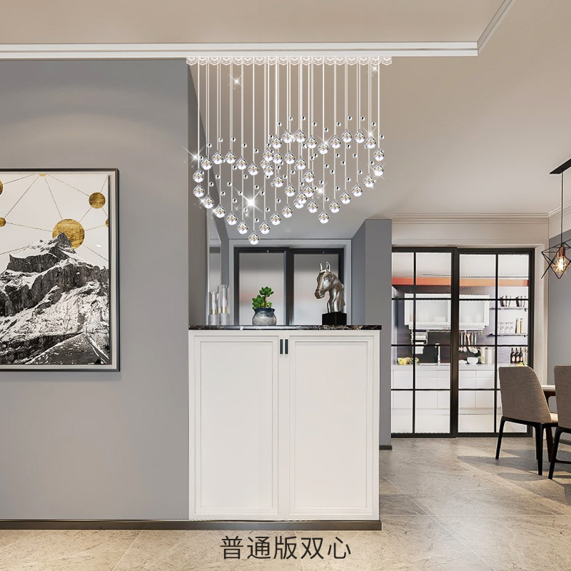 水晶珠帘隔断帘心k形新款客厅餐厅过道卧室装饰帘子家用挂帘免打