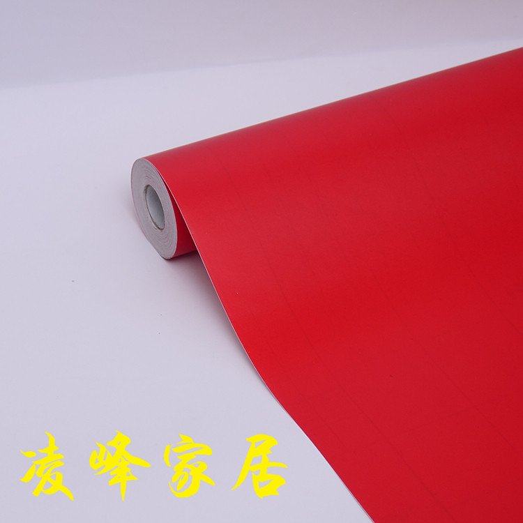 爱花PVC自粘大红防水墙s纸壁纸 即时贴广告刻字墙贴纸家具翻新纯