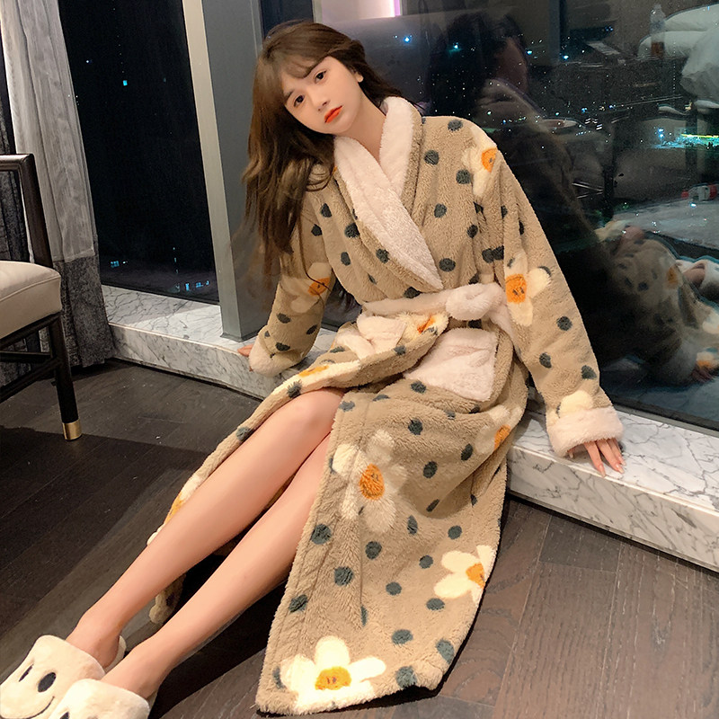 款性感睡袍加厚甜美长款睡裙睡袍