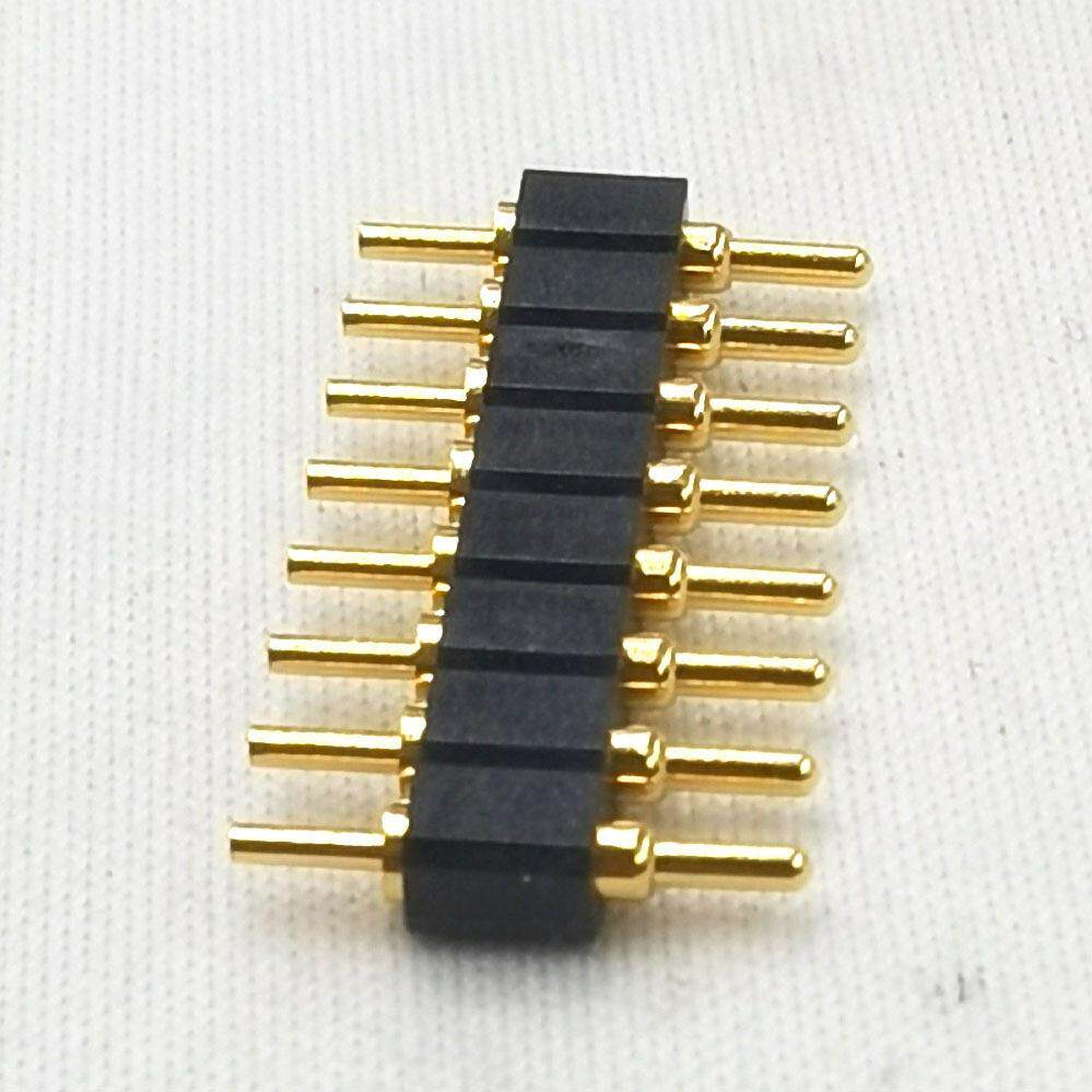8pin连接器 pogo pin 镀金弹簧针 大电流接触针双排座子