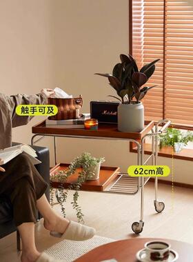 可复古茶客水日小AL101253推车网红实木沙发边几中古式移动茶几厅