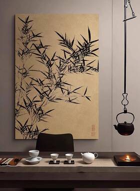 室玄书房意古画境挂画酒店走廊过道壁画新中式竹报DIZ平安茶关装