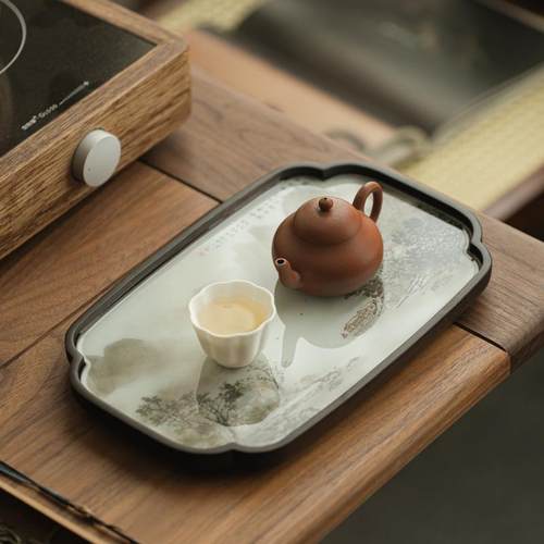 垫新工中式国潮手型托盘小茶盘家用复古竹制TP-HC506壶承茶壶垫养