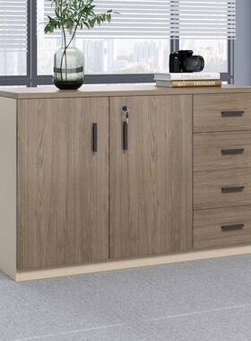 桌边柜财务柜带办室矮柜piY4weKa组合屉木质锁矮柜文件柜带抽储物