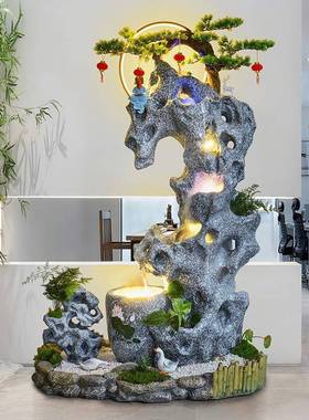 入户厅景庭院阳台花园造布9500置客太湖石假喷山水景观摆件落地流