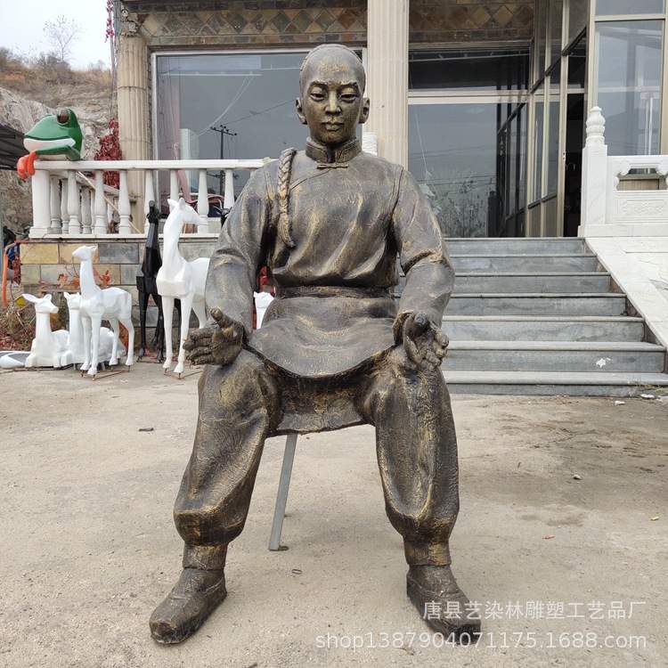 玻璃钢雕塑供应园林景观雕塑小品 玻璃钢仿铜人物雕塑 商业美陈