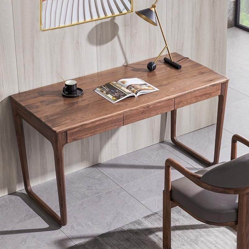 北美黑胡桃书桌北欧轻奢实木办公桌现代简约中式办公台书房电脑桌