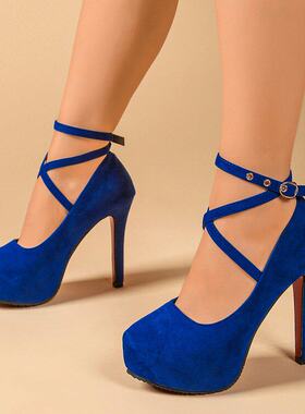 哪吒动漫敖闰cos鞋子电影角色扮演女专用万用细跟蓝色黑色高跟鞋