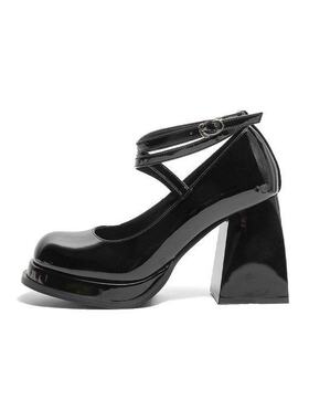 小个子绑带高跟鞋女2025新款洛丽塔lo小皮鞋法式粗跟玛丽珍jk女鞋