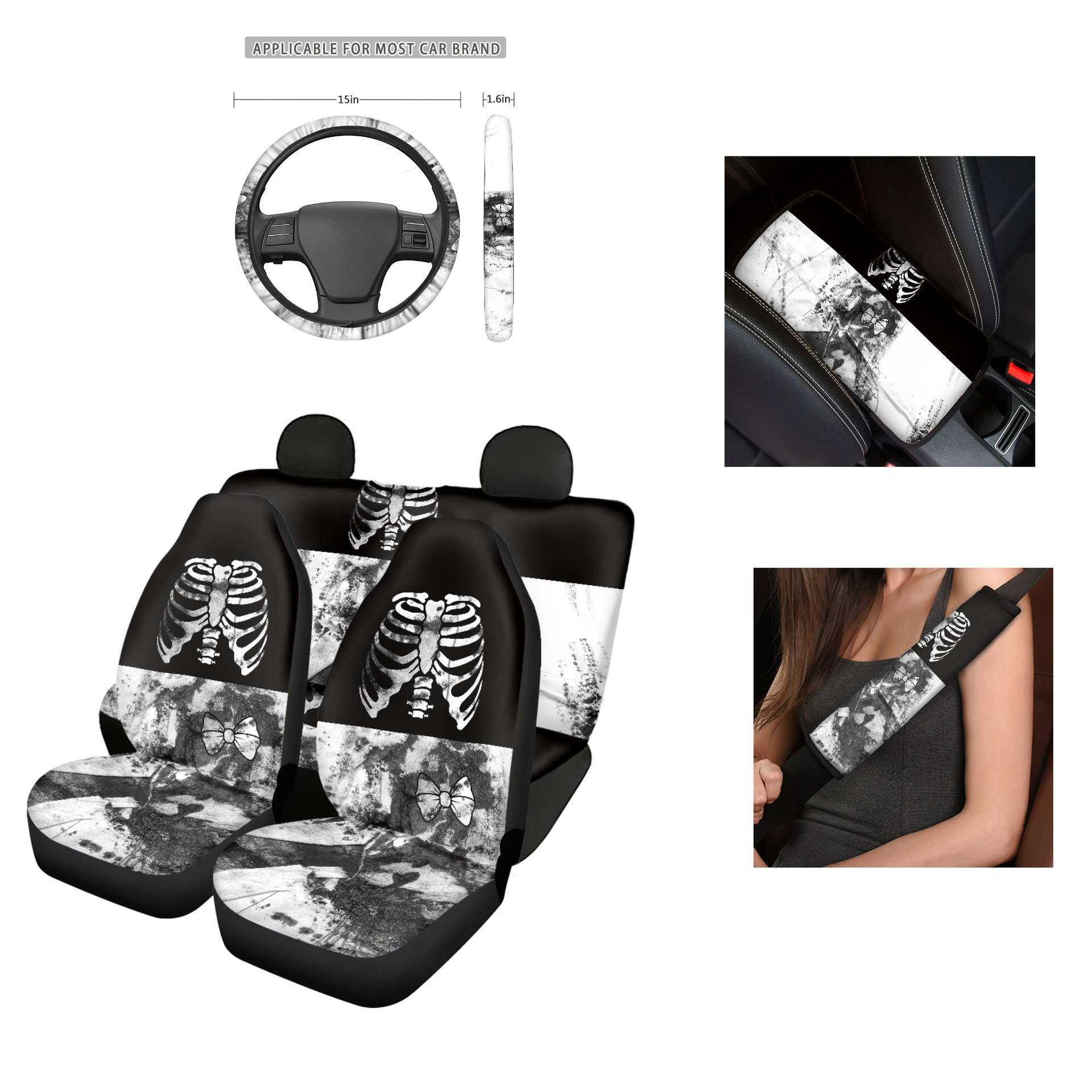 万圣节汽车用品四件套创意印花图片设计夏季新款时尚