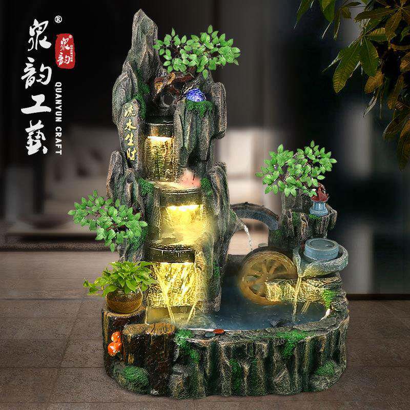 大型假山流水喷泉风水轮摆件庭院室内水景加湿器工艺品