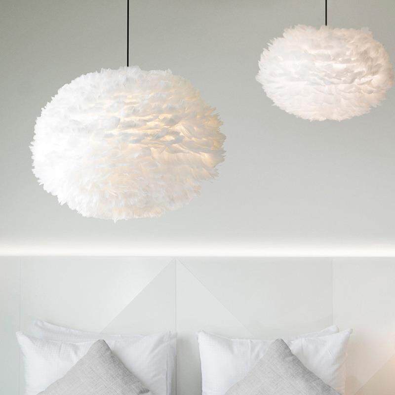 羽毛吊灯温馨浪漫儿童房卧室灯具客厅简约现代个性创意北欧羽毛灯
