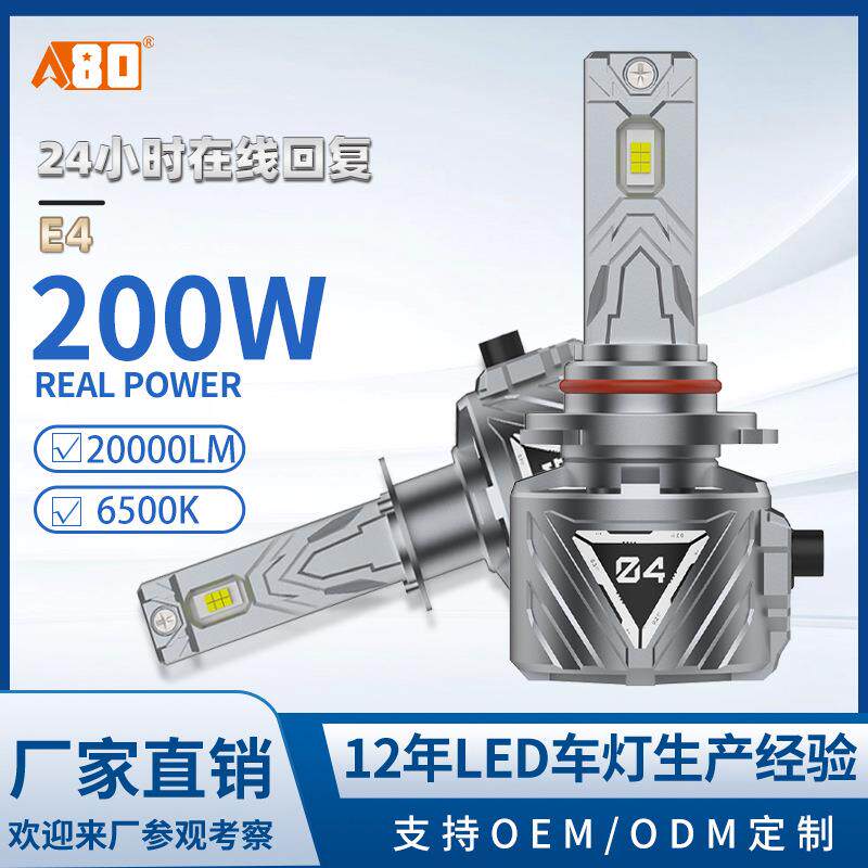 A80-E4新款汽车大灯LED车灯H1H7前照灯远近光一体H4超亮9005
