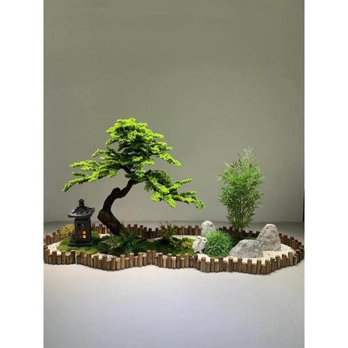 迎客松仿真树室内楼梯下造景假树大型仿真松树新中式装饰景观摆件