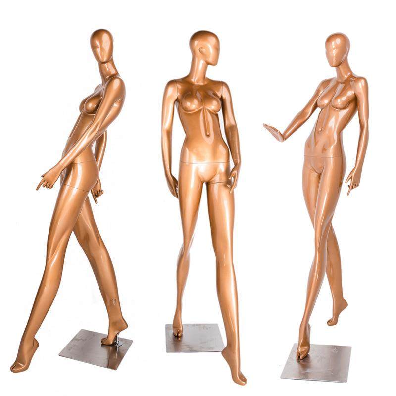 服装店模特道具女全身组合金色假人模特陈列玻璃钢模特橱窗展示架