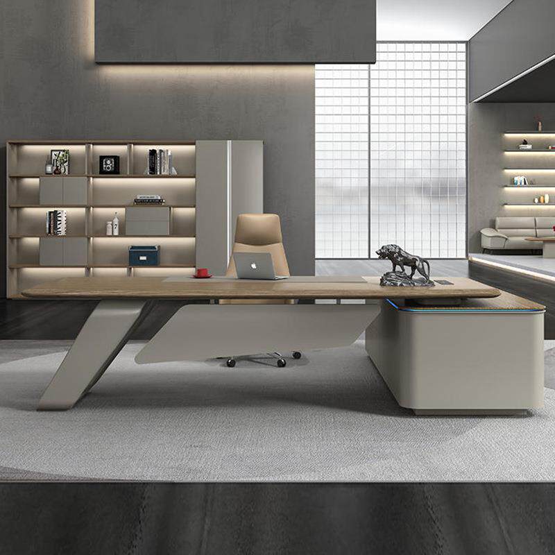 办公桌老板桌椅组合简约现代轻奢高级感女老板董事长领导烤漆家具
